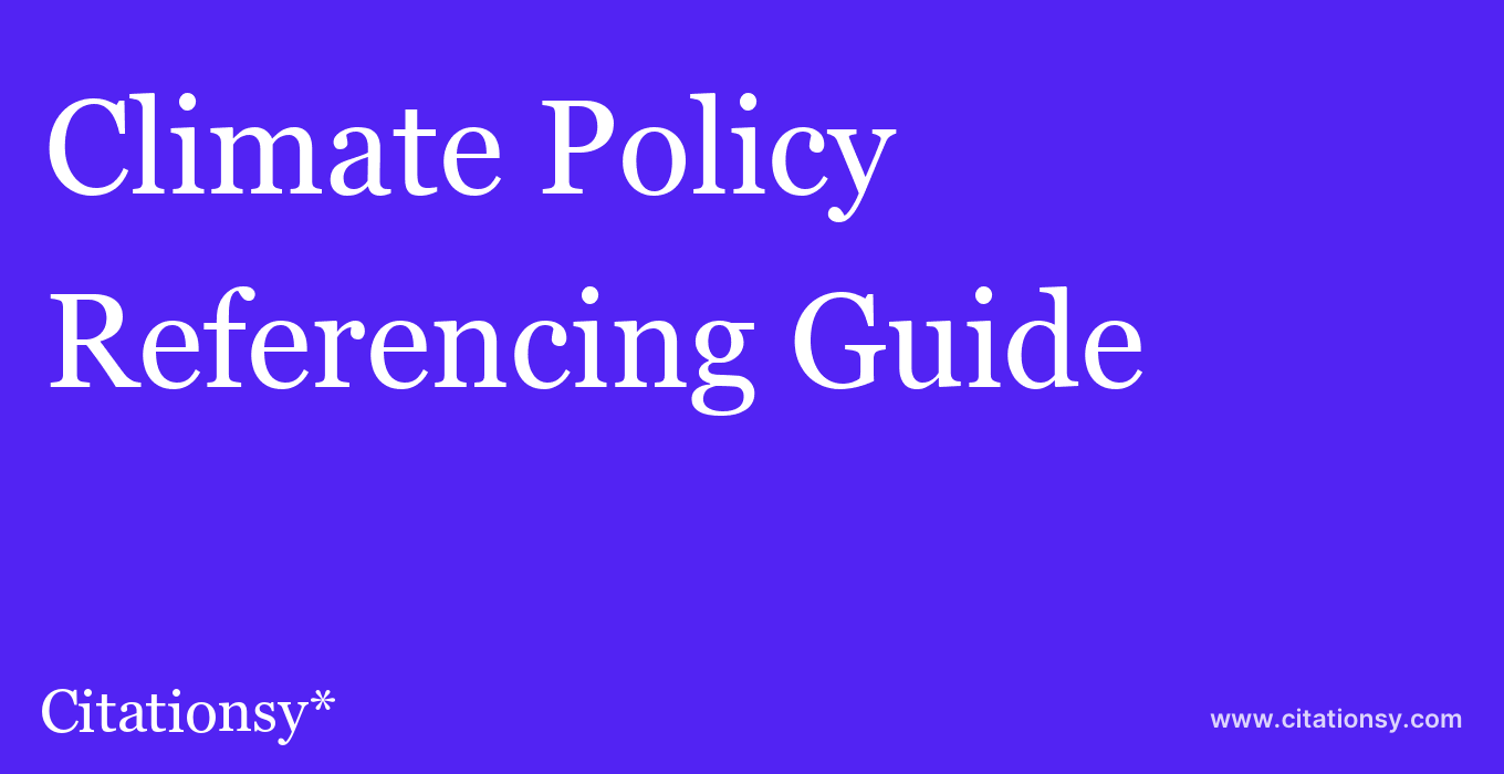 cite Climate Policy  — Referencing Guide